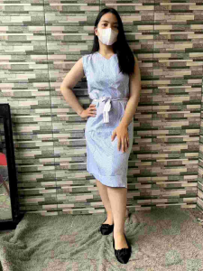 Dress Formal Wanita Motif Salur Tanpa Lengan Midi Dress Katun Premium Casual Tanica zh