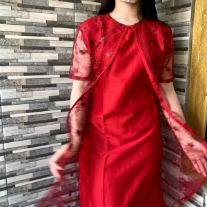 Dress Pesta Korean Style & Dress Brukat Tile Mutiara