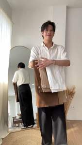 KINS | กางเกงชาย กางเกงขากระบอกใหญ่ สไตล์เกาหลี กระบอกใหญ่ สไตล์เกาหลี (รหัส : KN221)