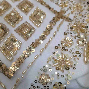 Kain Full Payet Istimewah Terbaru/Kain Tile Full Payet Gaundress Pengantin Mewah/Kain Brukat Tile Full Payet Berkualitas