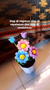 bunga kawat bulu / bunga pot mini / bunga hiasa meja / bunga hias lucu
