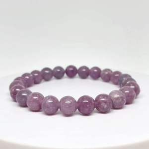 MEG Lepidolite Bracelet Natural Healing Crystal Beads 8mm for Men and Women Gift