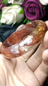Hematoid Quart - Natural Multi-inclusions Crystal Quartz Bangle 54mm +- 胶花精品透体水晶手镯 54mm+-(鸩羽幽灵)