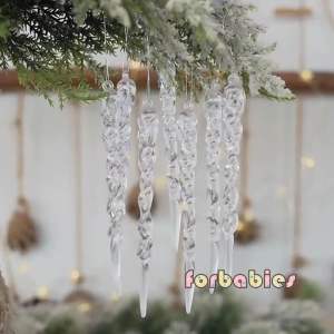 12 Pcs/Pack Christmas Simulation Icicle Ornaments Xmas Tree Hanging Fake Ice Pendant Christmas decor