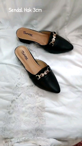 Sararae-Sendal Wanita Hak 3cm Ting Mutiara Terbaru 2024