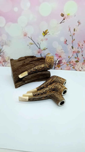 Cangklong Pipa Kayu Liwung Macan Kombinasi Tulang Minimalis M70