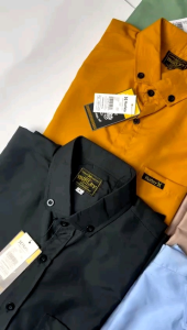 Hem Kemeja Pria Polos Sage Green Lengan Pendek Premium