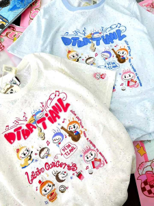 2025 ฤดูร้อนสไตล์ใหม่ [เสื้อยืดแขนสั้น Labu ปักลายเกล็ดหิมะคอตตอนระบายอากาศได้ดีและสบาย] กีฬาและการพักผ่อน