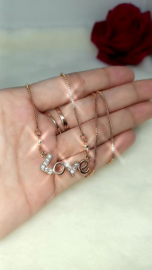 Kalung Set Liontin Inisial Love Italy Modis Permata Xuping Titanum Lapis Emas Anti Karat Tidak Luntur Simple Murah