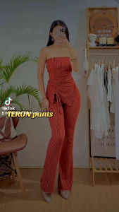 TERNO TOP AND FLARE PANTS BARK CREPE  FABRIC SMALL TO SEMI LARGE ONLY (ONESIZE) TAAS NG MODEL 54 ACTUAL PHOTOS POSTED