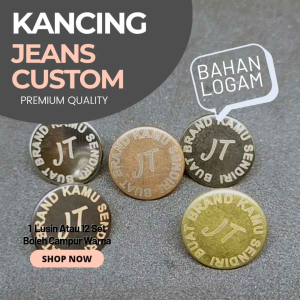 Kancing Jeans Custom Brand Sendiri 17mm 12 Set Model Bulat