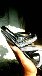 sandal COD lagi promo wanita teplek permata silver silang TERBARU