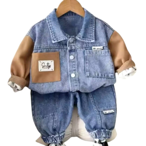 Setelan Jaket & Celana Jeans Anak Laki-laki Motif Berastagi Ukuran 0-3 Bulan