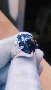 Fossil Gemunggal Bukit asli alpaka ring