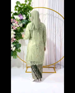 Set Kebaya Modern Brokat & Rok Plisket Baju Kebaya Kondangan Wanita