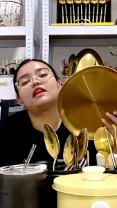 Piring Arab Warna Emas Gold Bahan Stainless Diameter 20 CM