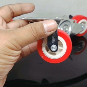 Roda Caster / Roda Merah Nylon / Roda Etalase + Rem 50mm (2inch) 1 pcs