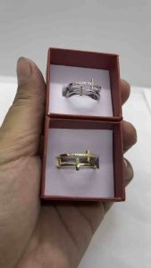 แหวน ไม้กางเขน เงินแท้ 92.5% สีเงิน สีทอง ปรับขนาดได้ มินิมอล, รีบหรู, กิฟชอปคริสเตียน ให้บริการ ของประดับไม้