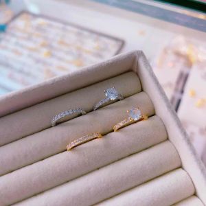 Nhẫn nữ set 2 chiếc full xoàng siêu sáng xi bạch kim trang sức kami N1F+1E