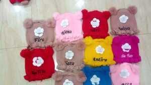 Kupluk Renda Jambul Free Custom Nama Anak Usia 0-3 Tahun