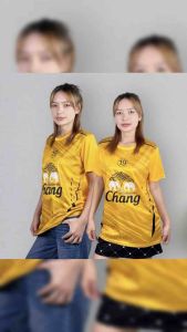 (สินค้าพร้อมส่ง)เสื้อกีฬา เสื้อบอล คอกลม แขนสั้น พิมพ์ลายช้าง ลายกราฟิก ผ้าไมโคร เนื้อผ้านิ่ม ใส่ได้ทั้งชายและหญิง มี4ไซส์ 5 สีให้เลือก