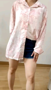 ●ECLAIRE● 02L Kemeja Oversize Jumbo Longsleeves Lengan Panjang Abstrak Pinky Korea Kasual Casual Kerja Import 3363