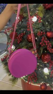 JIGLIE SHOP SILICONE MINI ROUND BAG CROSS BODY BAG DETACHABLE STRAP