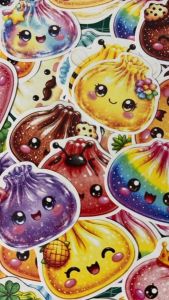 Trending 4pcs per pack Dumpling Sticker Pack Cute Cartoon Food Characters Adhesive Decorations for Notebooks and Gifts