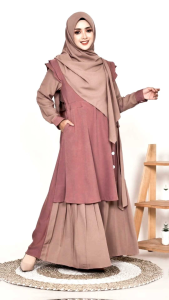 Aura Dress Marun Gamis Lebaran Terbaru 2025 Warna Marun Variasi M L XL XXL BISA COD