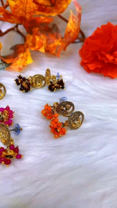 ต่างหูอินเดีย ระฆังเล็ก ลายนกยุง ขนาด 2.5 ช.ม× 2ช.ม สินค้าพร้อมส่ง