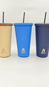 แก้ว BEAR LittleB 500ml แก้วเก็บอุณหภูมิ 304 สแตนเลส ฟรีหลอด+แปรงล้าง