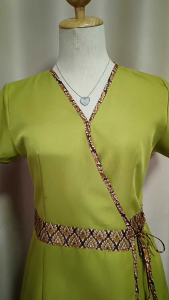 เดรสชุดพนักงานนวด ผูกเอว