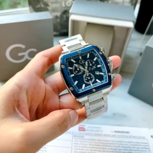 นาฬิกาผู้ชาย Gc Spirit Tonneau Silver ตัวเรือนและสายสเตนเลส หน้าปัดสีน้ำเงิน กันน้ำ มีโครโนกราฟจับเวลาได้ มีช่องบอกวัน