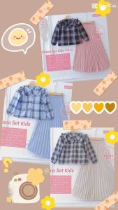 [[ New Arrival ]] Chaca Set Kids Setelan Blus Dan Rok Plisket Anak Perempuan Model Terbaru Setrok Anak Busana Muslim Anak Kemeja dan Rok Plisket