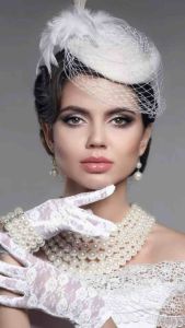 Satu Pasang Kiri Kanan Sarung Tangan Pengantin Wanita Brukat Pendek