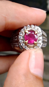 batu pink turmaline cincin natural pink tourmaline ring