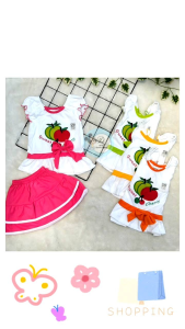 Setelan Rok Bayi Perempuan Motif Sweet Cerry Mulai Usia 3-12bulan