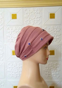 kupluk rajut nenek model turban payet