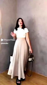 Audy Skirt Korean Lose Maxi Skirt Rok Wanita Anti Kusut Bahan Scuba Rok Flare Wanita Rok Basic Polos Model Terbaru