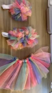 3 IN 1 SET (3PCS SET TUTU SKIRT FLOWER TUTU TOP AND TURBAN NEWBORN  UP TO 12M (0-12MONTHS)