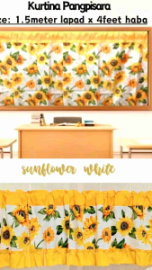 Black Board Curtain For School and Valancer Terno Sunflower Design