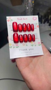 เล็บปลอมสีเจลลูกแก้ว❤️แถมกาว ❤️แถมตะไบทุกชุดเจลแท้100% ติดง่ายๆแค่ไม่เกิน5นาทีสวยเลย (มือ)