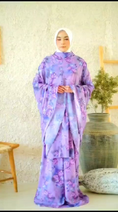 Mukena traveling dewasa jumbo VLN parasut korea full print printing travelling