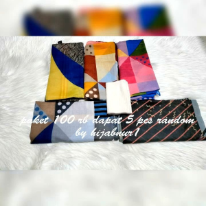 Hijabnur1 - 100 ribu dapat 5 Pasang (RANDOM) Paket Hemat Hijab Voal Motif 110 x 110
