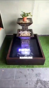 S10 Brown Feng Shui 4x3 Water Pond Fountain Garden Water Feature Balinese Sandstone 风水流水喷泉瀑布池 Fish Waterfall Home