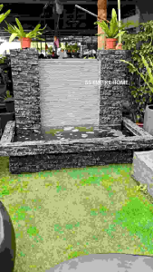 Feng Shui W15 Fiberglass 5.3x4.6x4 Wall Water Pond Kolam Air Garden Water Feature 风水流水喷泉瀑布池 Fish Outdoor Waterfall