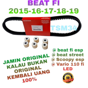 original Honda vanbelt plus roller beat pop / beat esp / beat street / beat fi 2015-2019 / Scoopy esp / Vario 110 fi LED ( K44) jamin original Astra Honda motor
