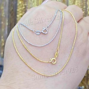 สร้อยคอเงินแท้92.5%Italyชุบทอง18K/ชุบทองคำขาว ลายSnakeตัดจิกเพชรDiamond cut ขนาด 0.8 mm.