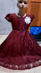GAUN PESTA ANAK BROKAT MODEL SLENDANG/GAUN ULANG TAHUN/GAUN PENGANTIN