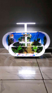 JUMBO Aquarium akrilik fullset mesin filter dengan air terjun akuarium aesthetic - zenal id